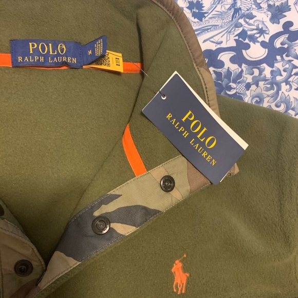 Polo Ralph Lauren fleece size M color green/black/orange NEW - Picture 4 of 8